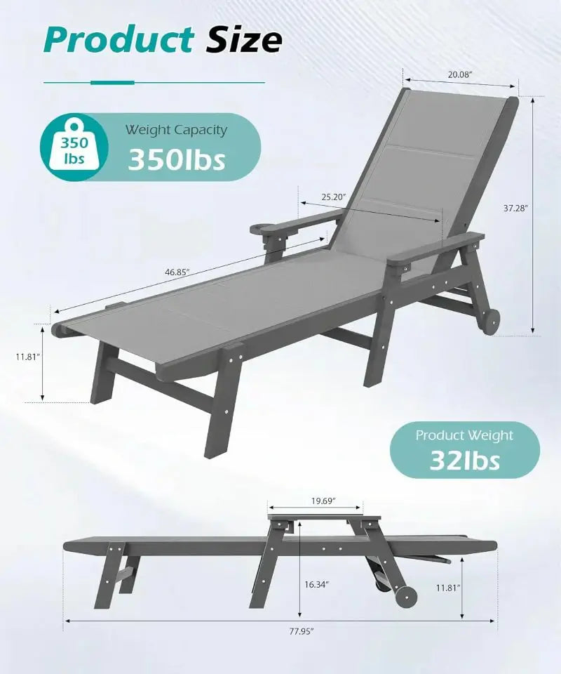 Domi Outdoor Living HDPE Sling Chaise Lounge#color_Gray