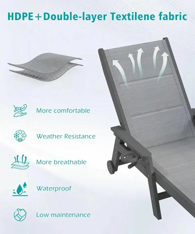 Domi Outdoor Living HDPE Sling Chaise Lounge#color_Gray