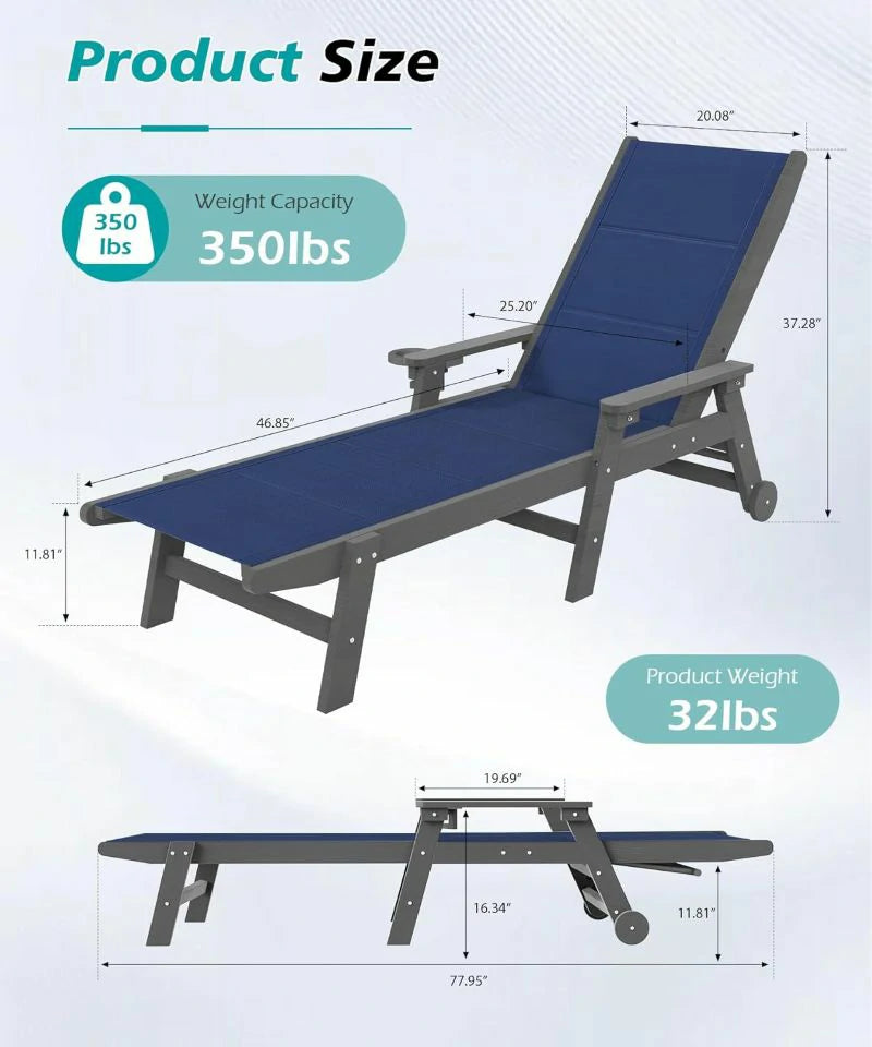 Domi Outdoor Living HDPE Sling Chaise Lounge#color_navy blue