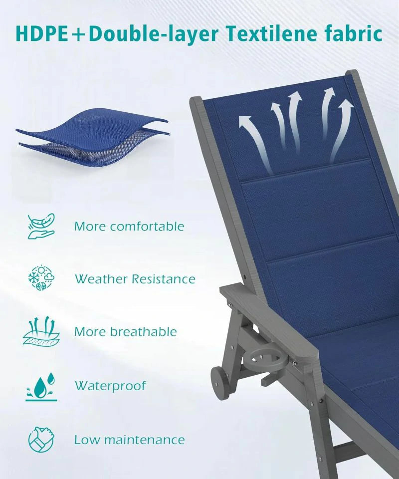 Domi Outdoor Living HDPE Sling Chaise Lounge#color_navy blue