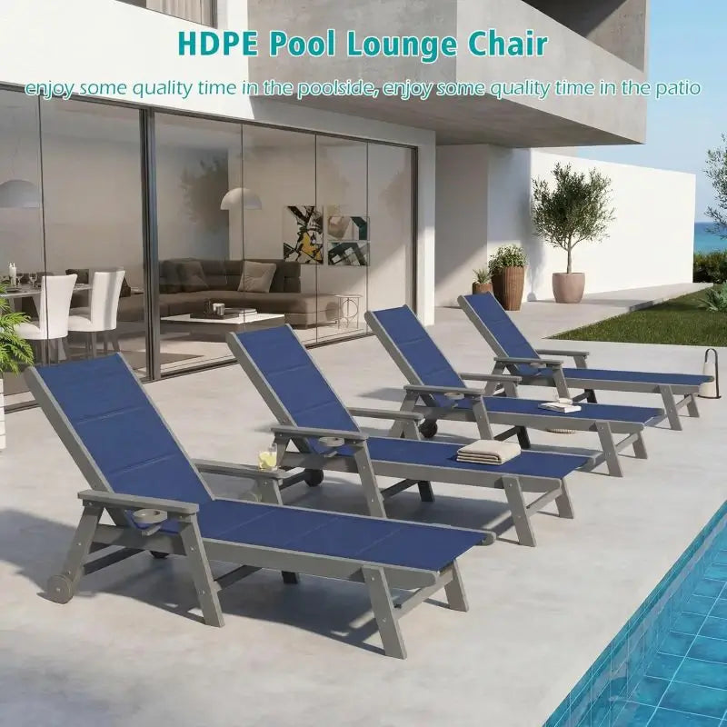 Domi Outdoor Living HDPE Sling Chaise Lounge#color_navy blue