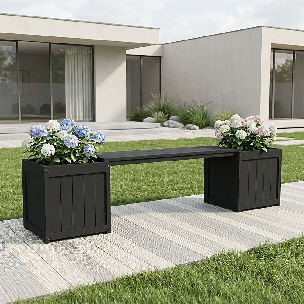 HDPE Planter Bench with Flower Boxes