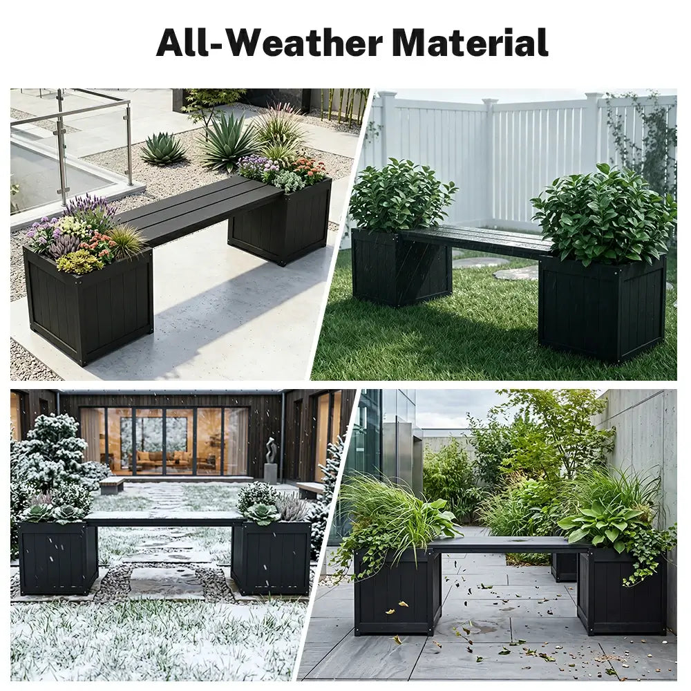 HDPE Planter Bench with Flower Boxes
