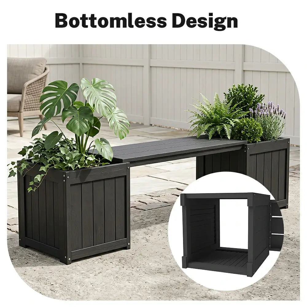 HDPE Planter Bench with Flower Boxes