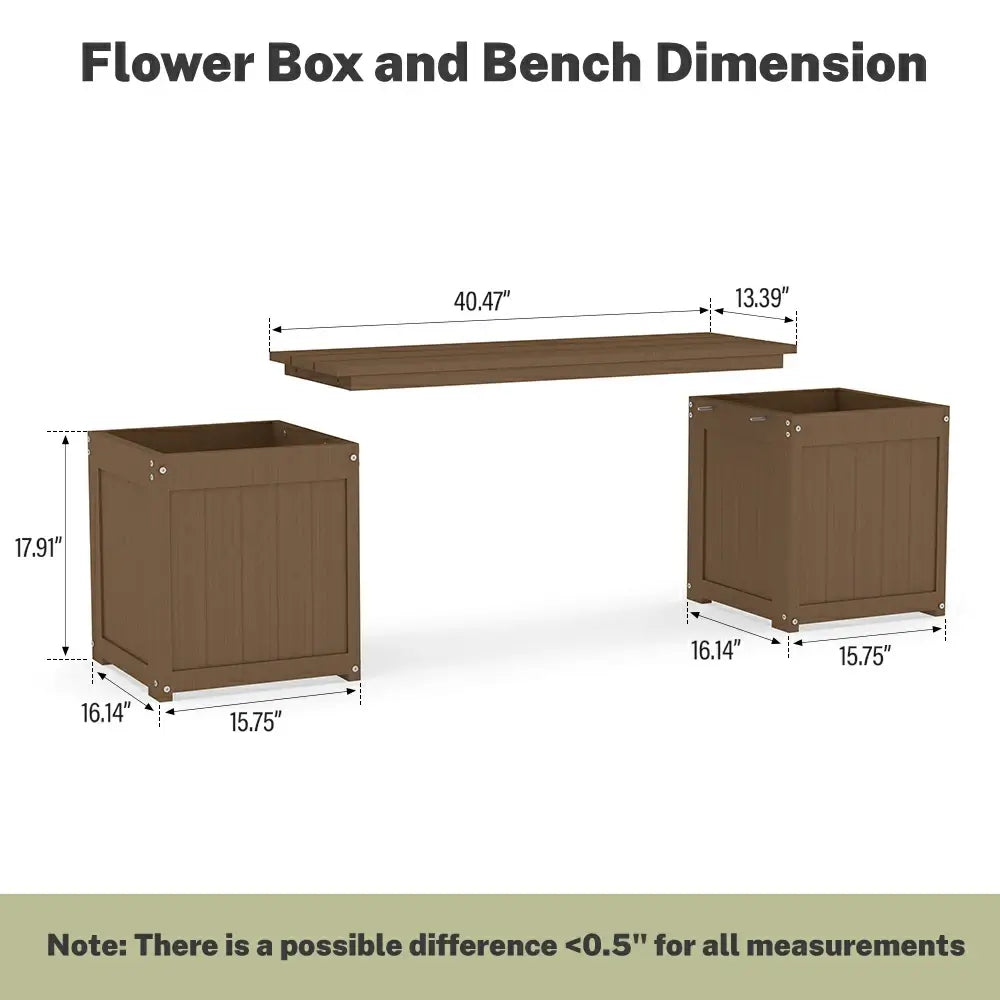 HDPE Planter Bench with Flower Boxes