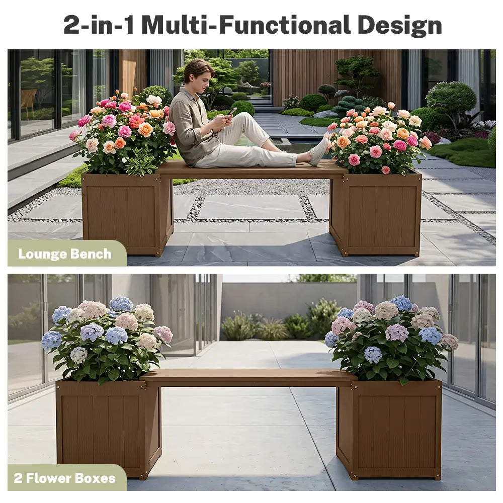 HDPE Planter Bench with Flower Boxes