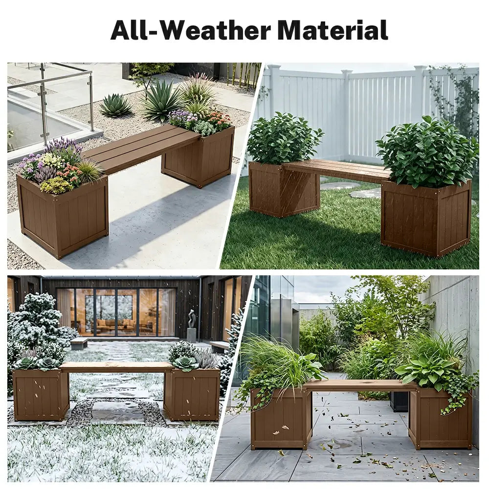 HDPE Planter Bench with Flower Boxes