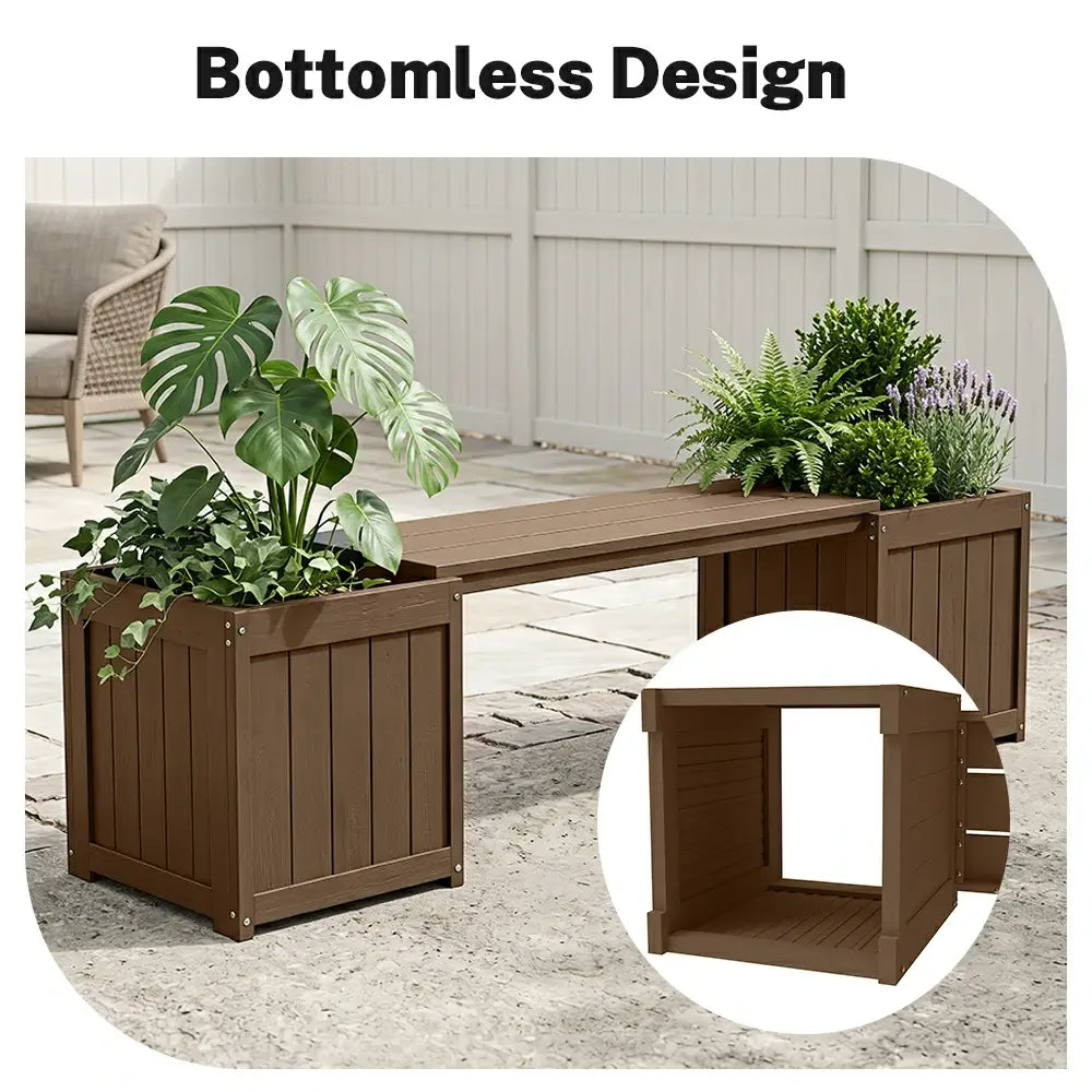 HDPE Planter Bench with Flower Boxes