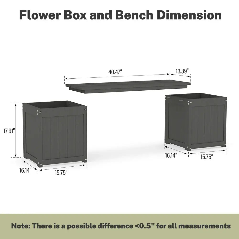 HDPE Planter Bench with Flower Boxes