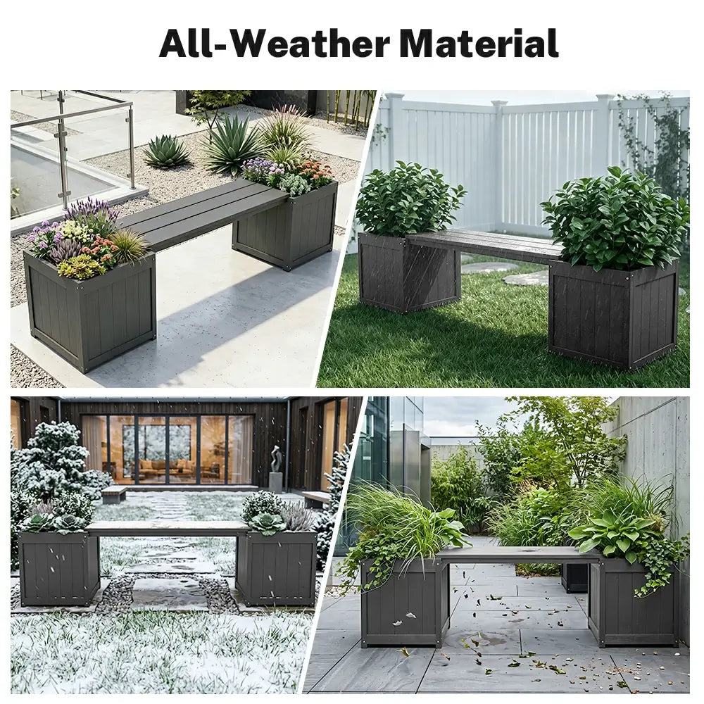 HDPE Planter Bench with Flower Boxes