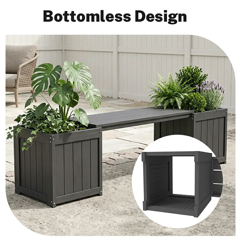 HDPE Planter Bench with Flower Boxes