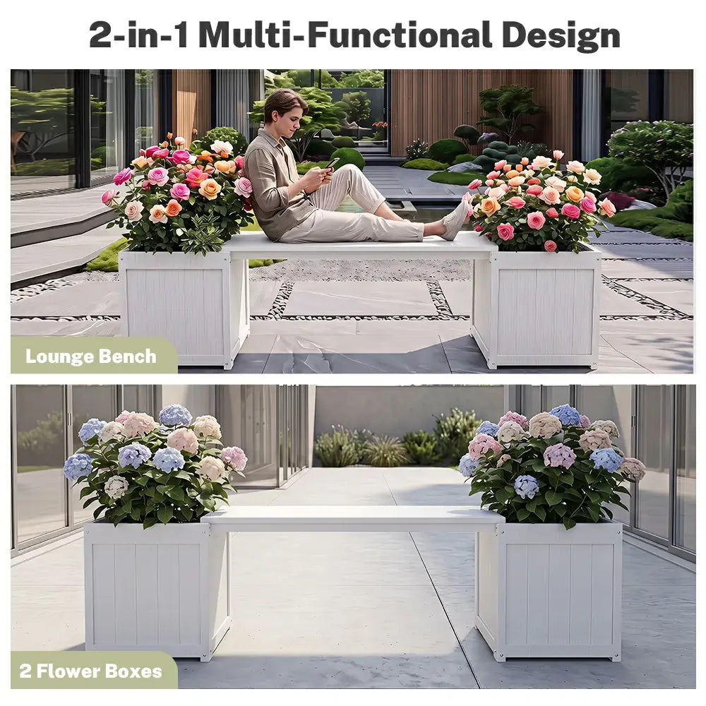 HDPE Planter Bench with Flower Boxes