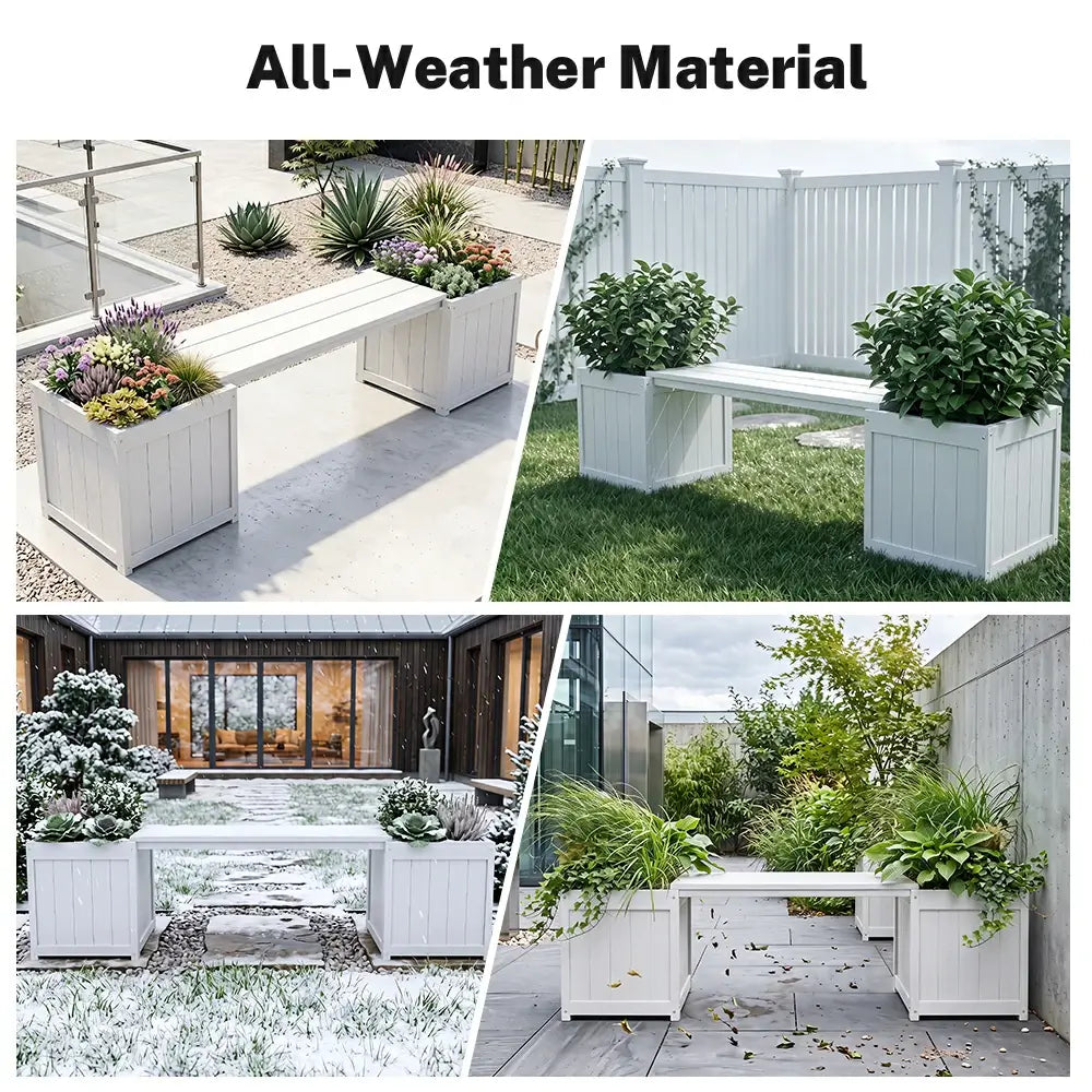 HDPE Planter Bench with Flower Boxes