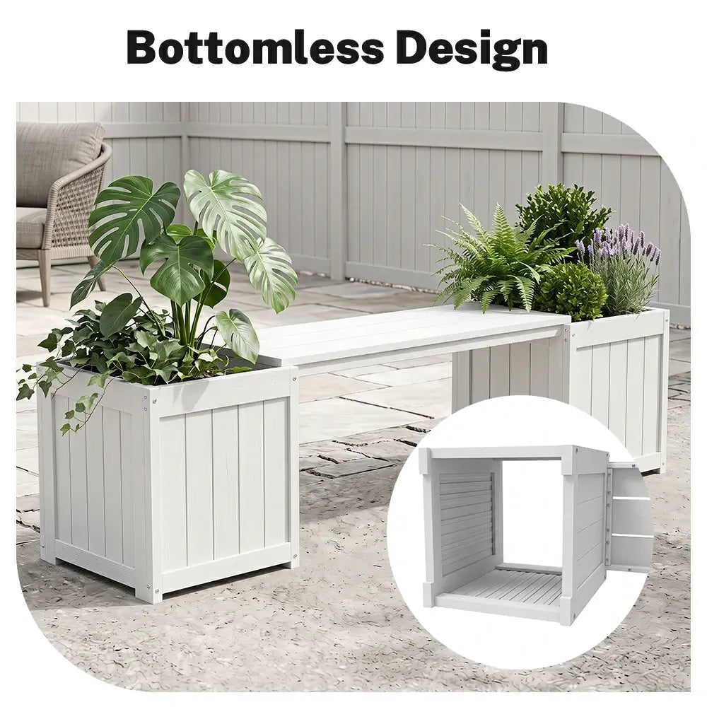 HDPE Planter Bench with Flower Boxes