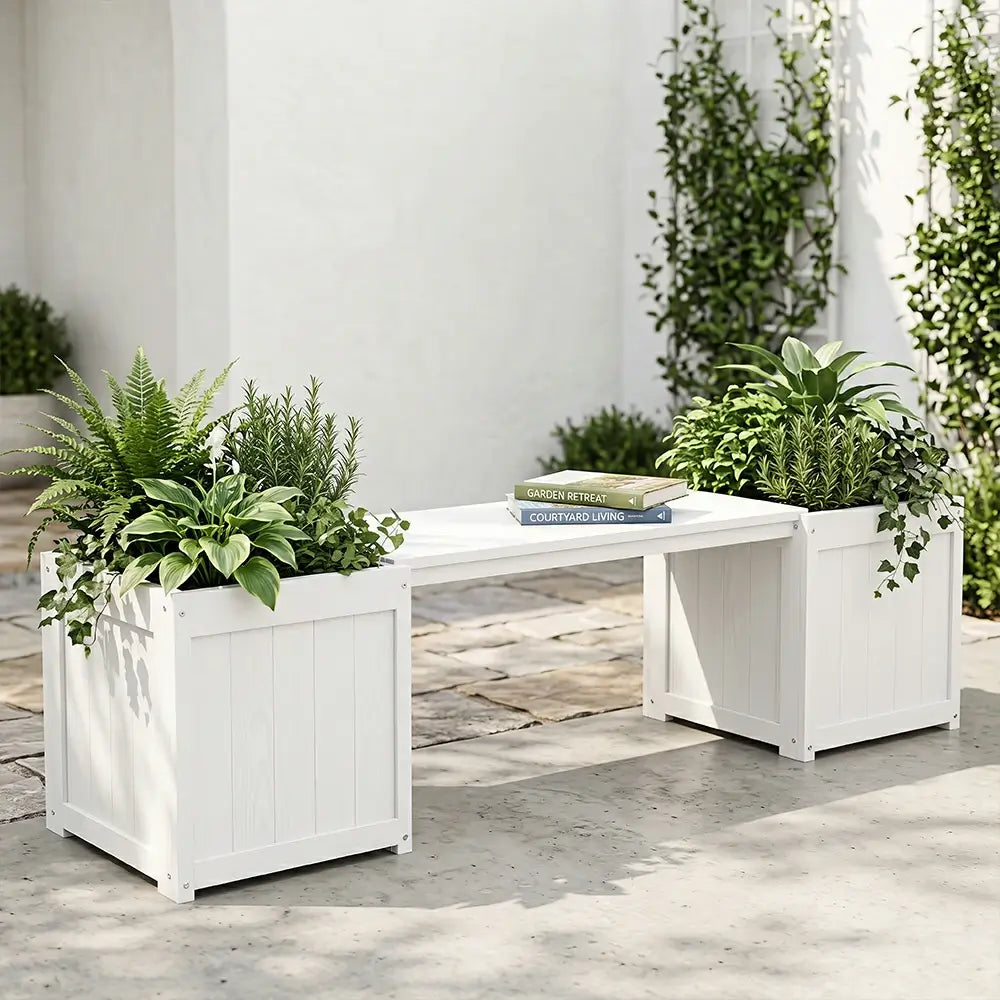 HDPE Planter Bench with Flower Boxes