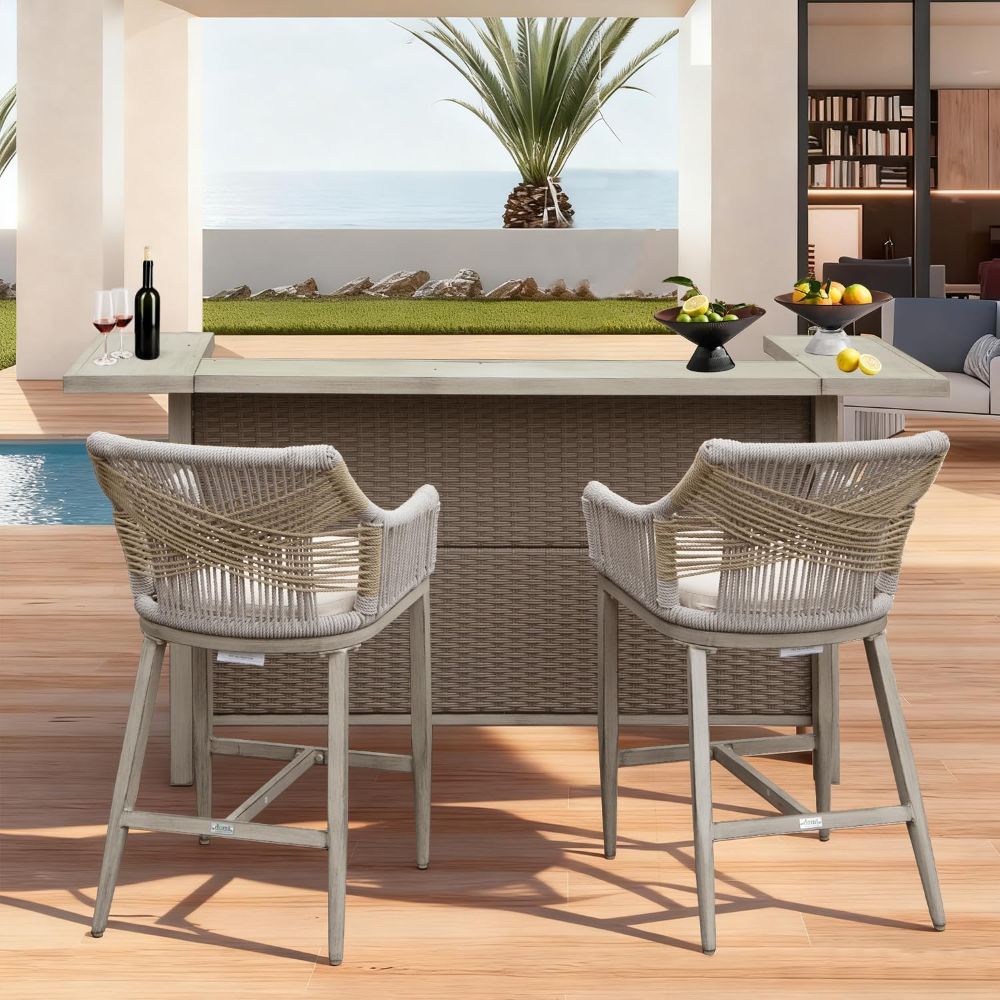Aluminum Outdoor Bar Table#style_Bar Table + Two Stools