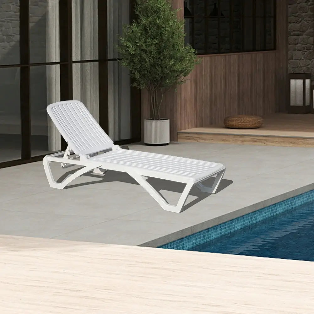 Domi White Plastic Patio Chaise Lounge Set#Set Option_1 Chair
