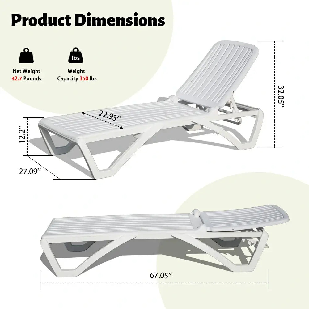 Domi White Plastic Patio Chaise Lounge Set#Set Option_1 Chair
