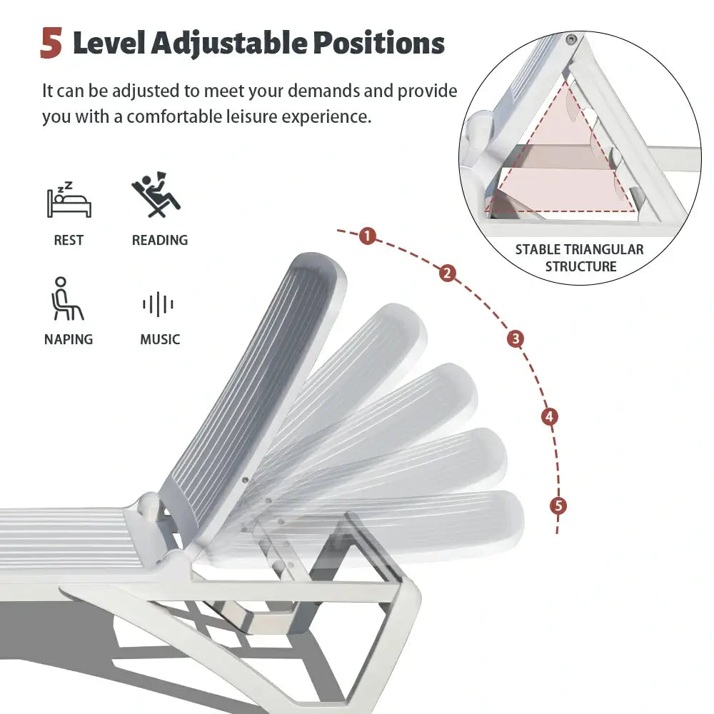 Domi White Plastic Patio Chaise Lounge Set#Set Option_1 Chair