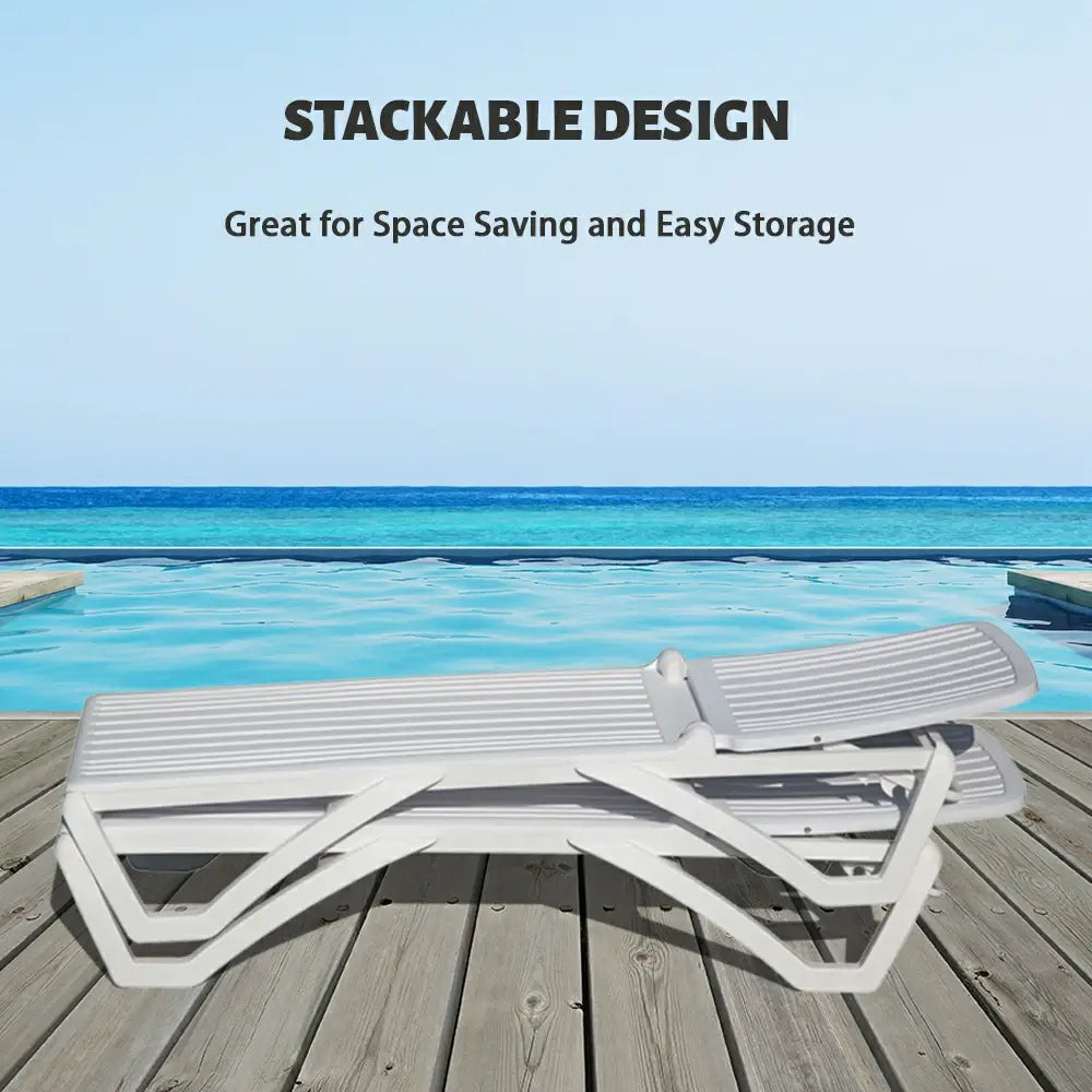 Domi White Plastic Patio Chaise Lounge Set#Set Option_1 Chair