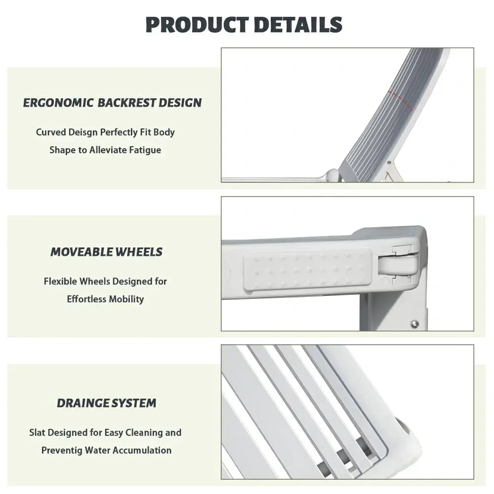 Domi White Plastic Patio Chaise Lounge Set#Set Option_1 Chair and 1 Table