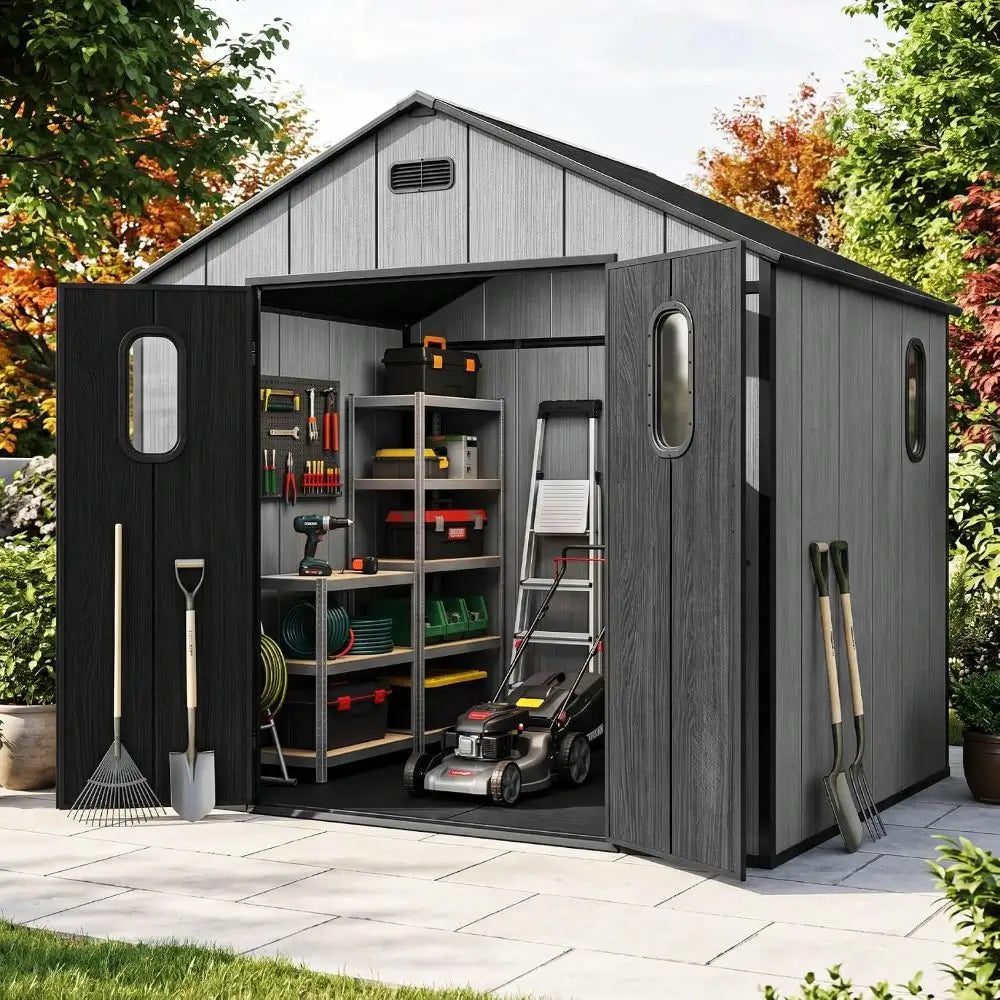 Outdoor Resin Storage Shed with Floor