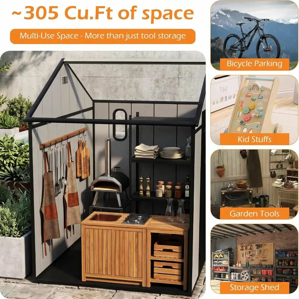 Outdoor Resin Storage Shed with Floor