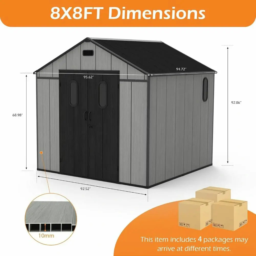 Outdoor Resin Storage Shed with Floor
