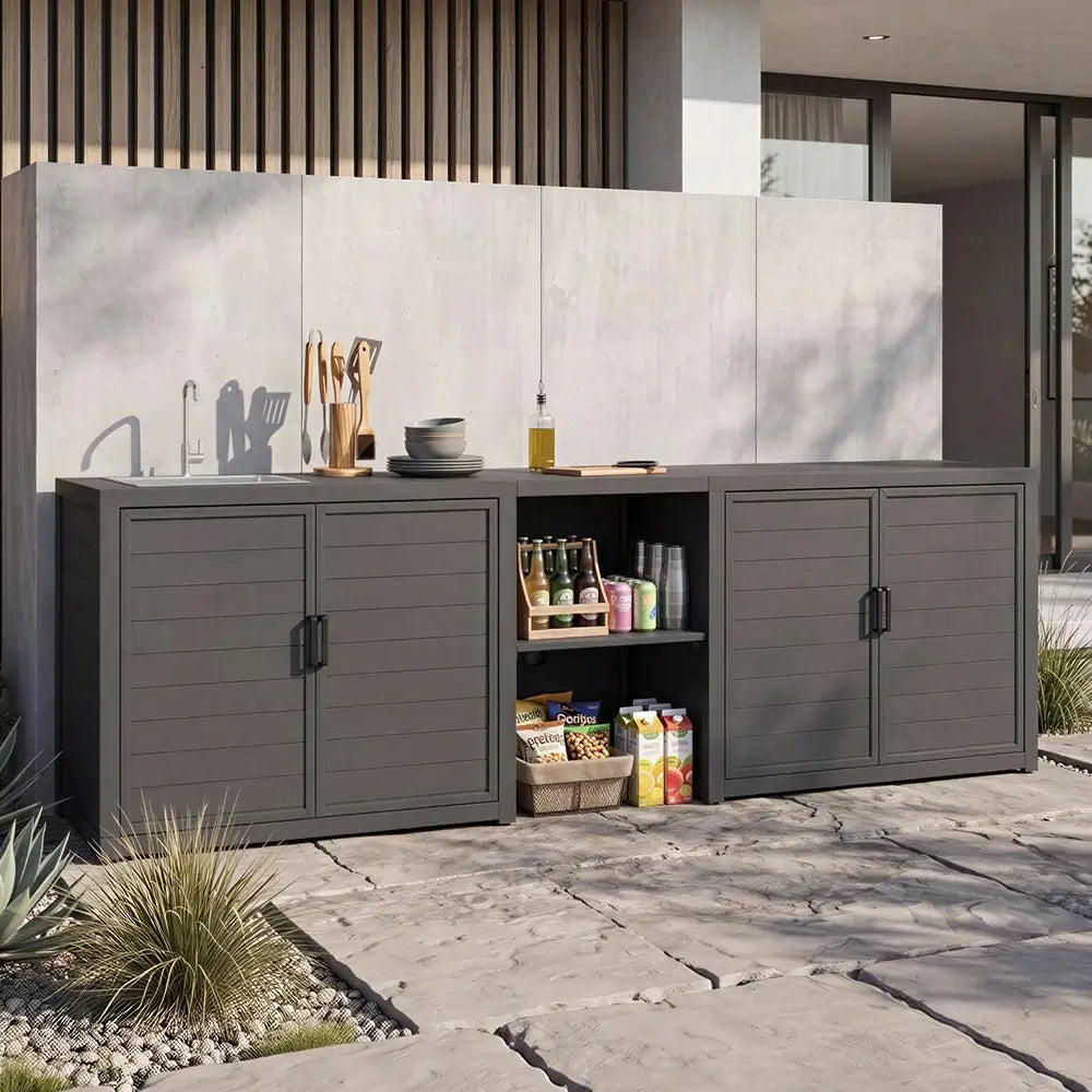 domi aluminum outdoor kitchen island #Color_gray