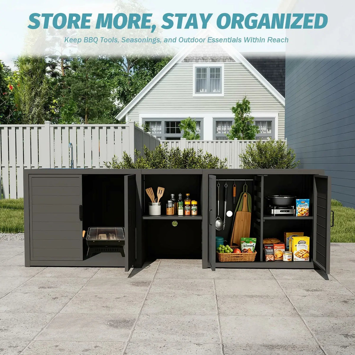 domi aluminum outdoor kitchen island#Color_gray