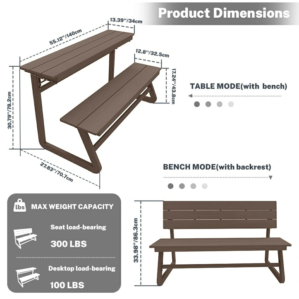 domi convertible bench table#Color_dark brown