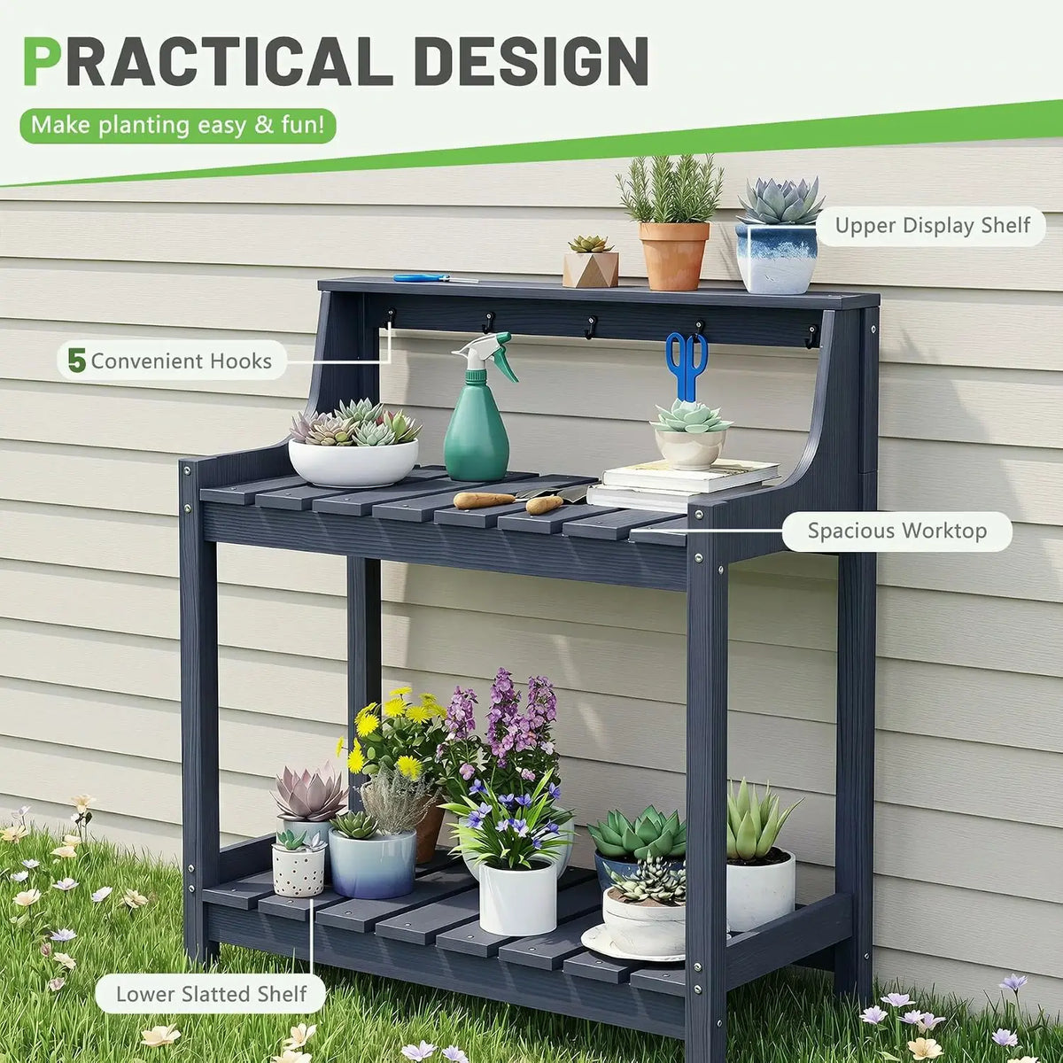 domi garden potting bench table#Color_dark blue