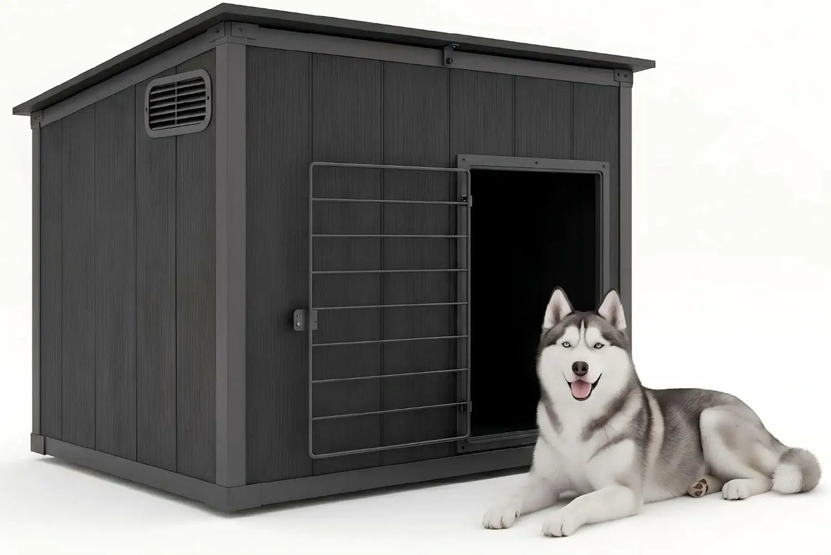 domi large weatherproof dog house#Color_gray