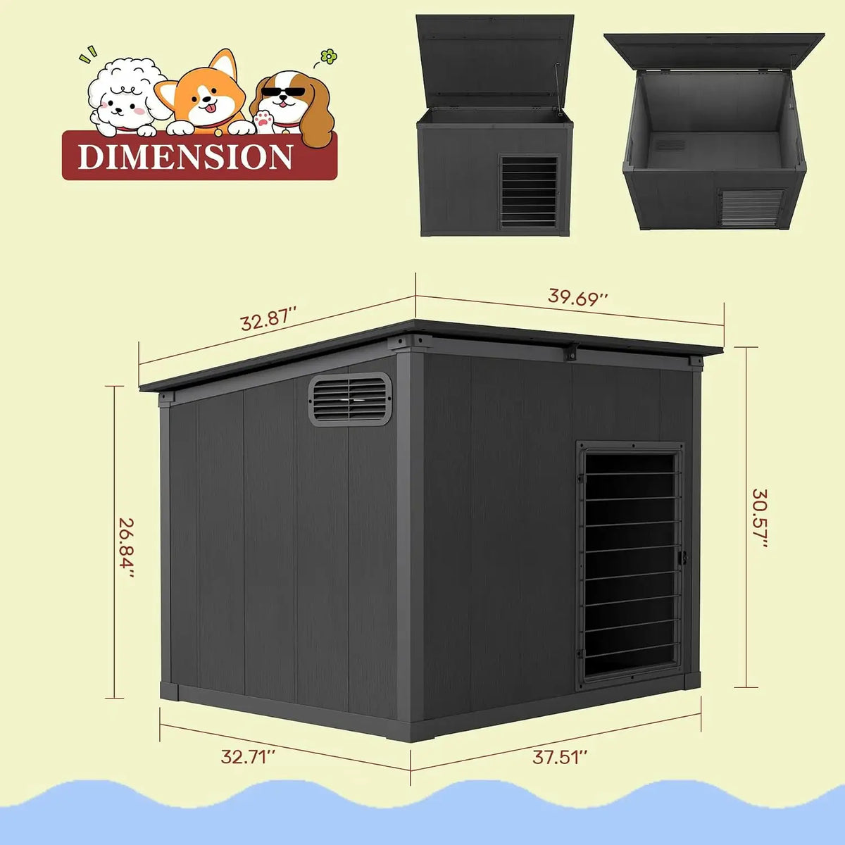 domi large weatherproof dog house#Color_gray