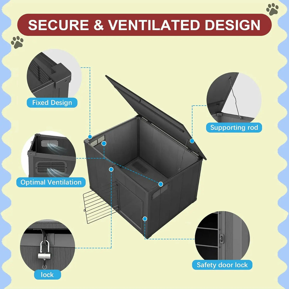 domi large weatherproof dog house#Color_gray