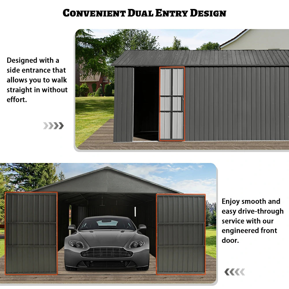 Domi Outdoor Living metal garage storage shed#size_12'x25'