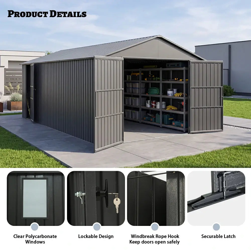 Domi Outdoor Living metal garage storage shed#size_12'x30'
