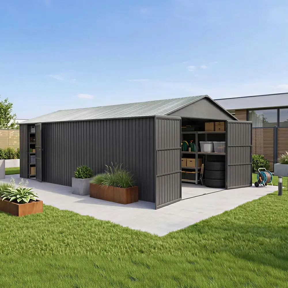 Domi Outdoor Living metal garage storage shed#size_12'x30'