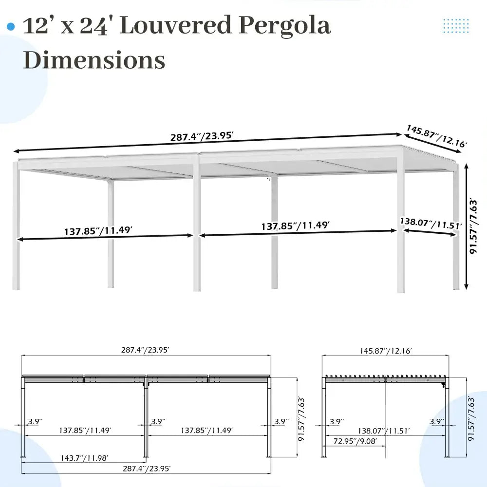 domi louvered pergola#size_12'x24'-New