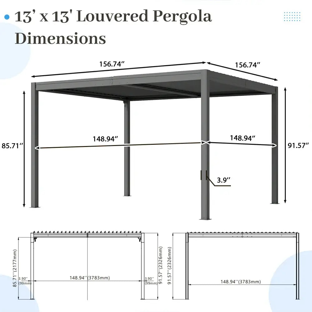 domi louvered pergola#size_13'x13'-New