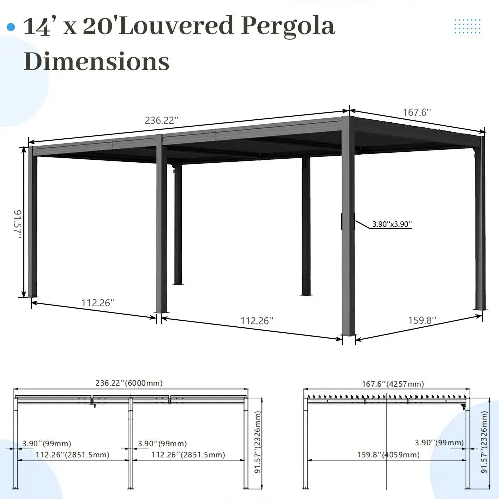 domi louvered pergola#size_14'x20'-New