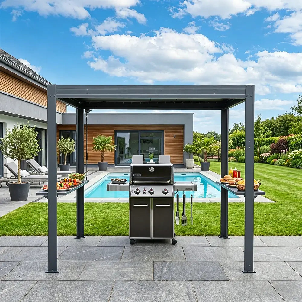 Domi 8' x 5' Aluminum Grill Gazebo with Galvanized Steel