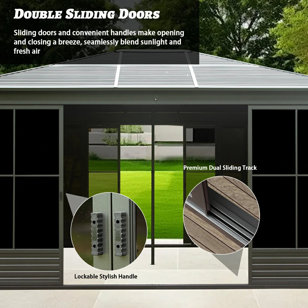 12'×15' Sunroom with Four Side Doors