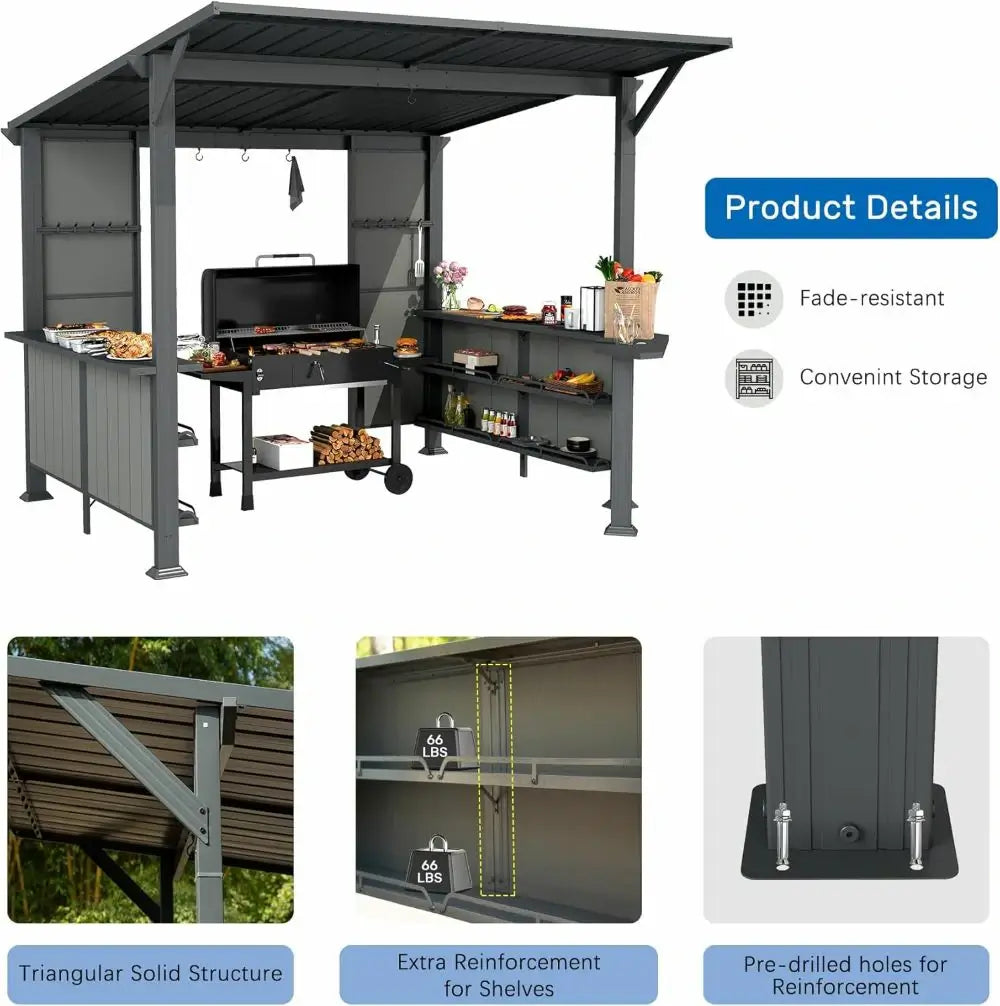 domi 9x10ft grill gazebo#color_gray