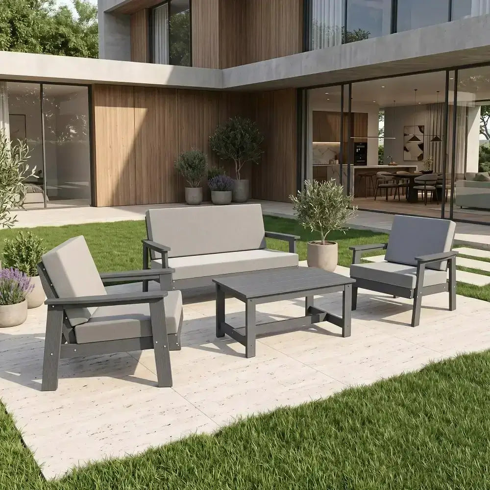 domi HDPE outdoor sofa set of 4#Color_gray