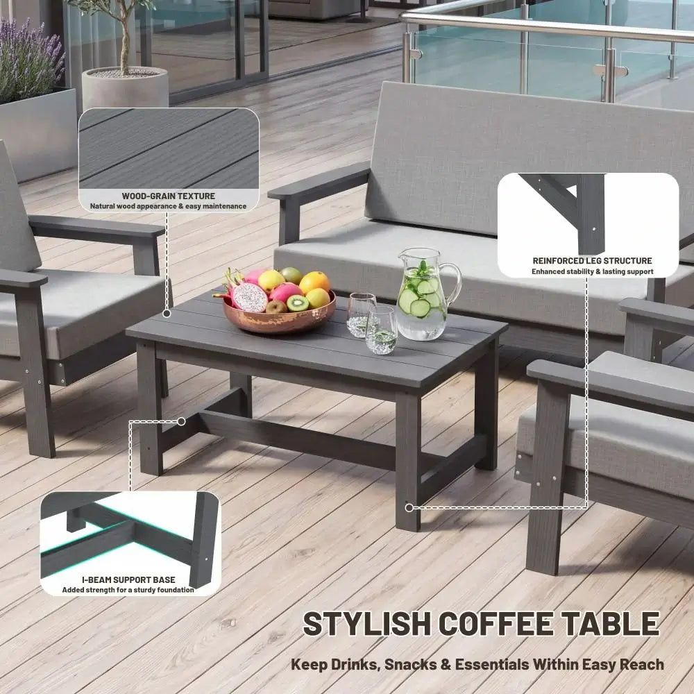 domi HDPE outdoor sofa set of 4#Color_gray