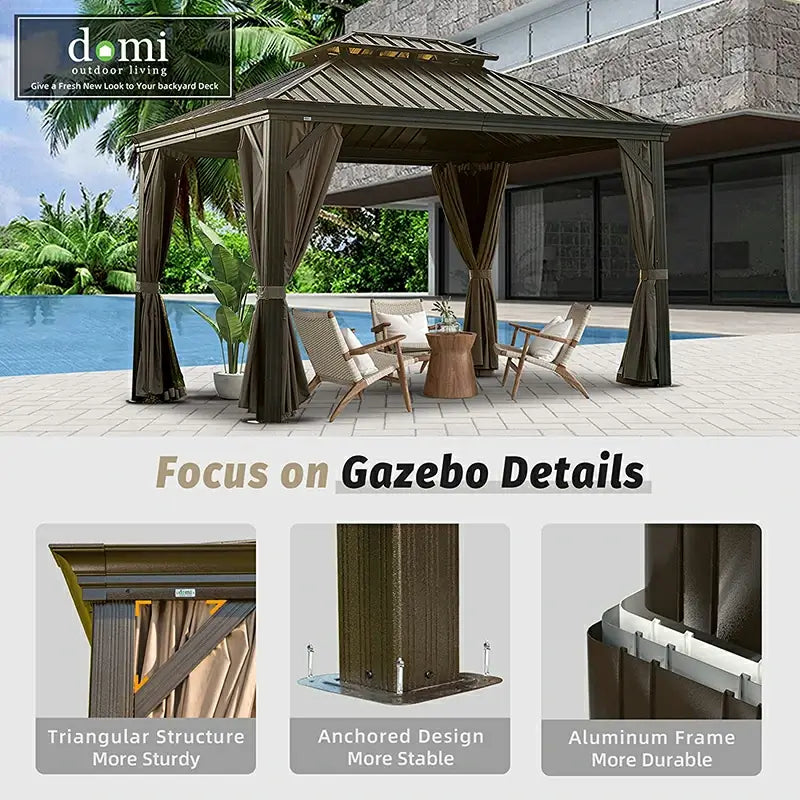 Domi Outdoor Living Hardtop Gazebo#size_10'x12'