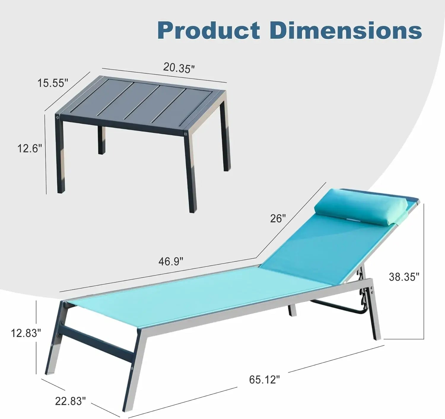 Sunbathing Aluminum Chaise Lounge Set of 3