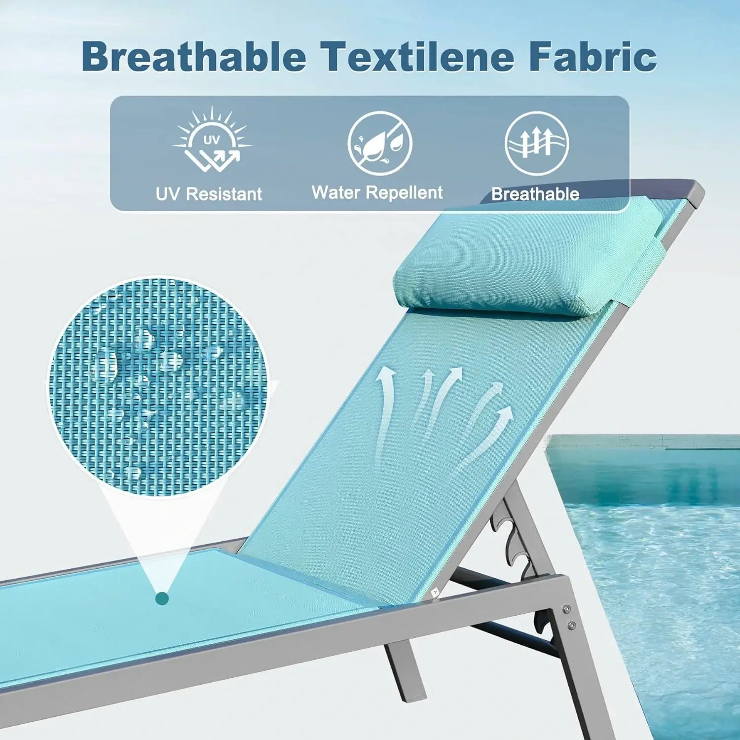 Sunbathing Aluminum Chaise Lounge Set of 3