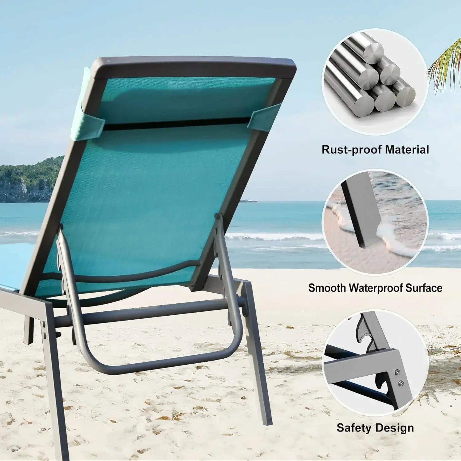 Sunbathing Aluminum Chaise Lounge Set of 3